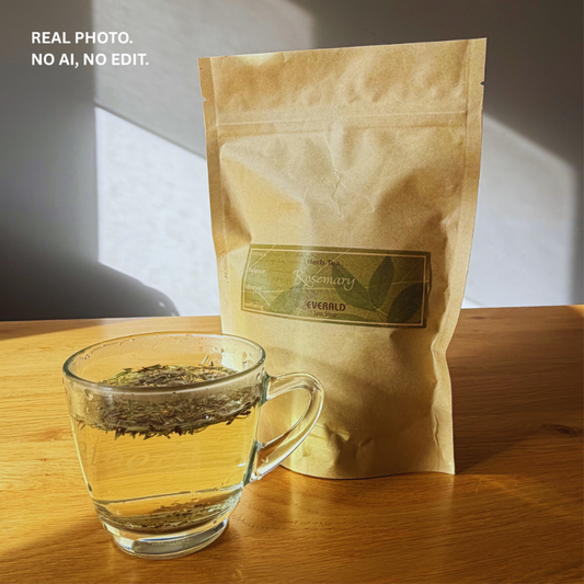 Organic rosemary tea in cup.