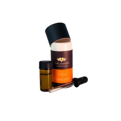 Calm Blend Essential Oil packaging and content.