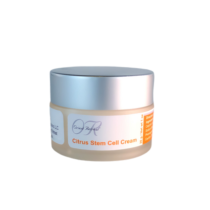 Citrus stem cell facial cream with highly concentrated hyaluronic acid and active ingredients to repair skin.