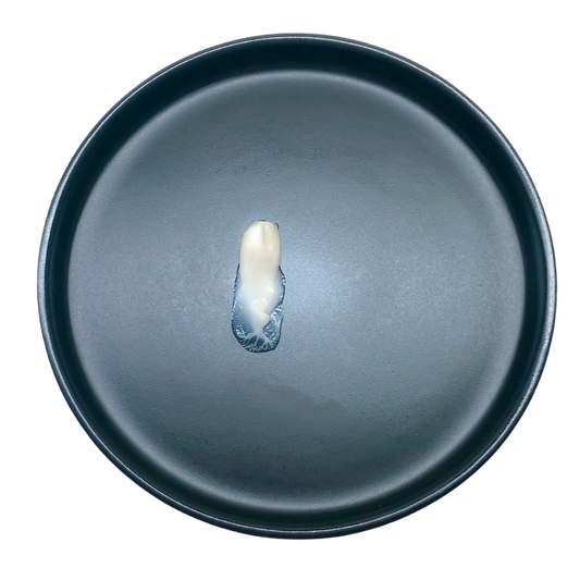 Time Freeze Facial Cream content on a black plate, showcasing the viscosity and texture of the serum.