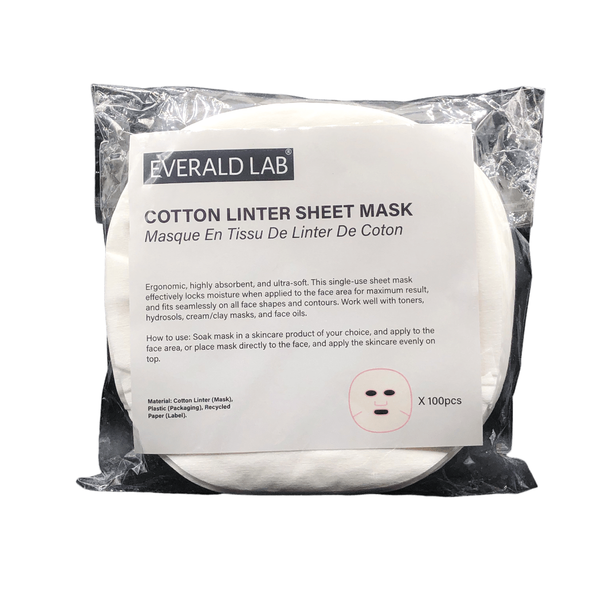 Cotton Linter Sheet Mask 100pcs/Pack - Everald LabSkin Care