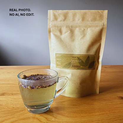 Organic lavender tea in cup.