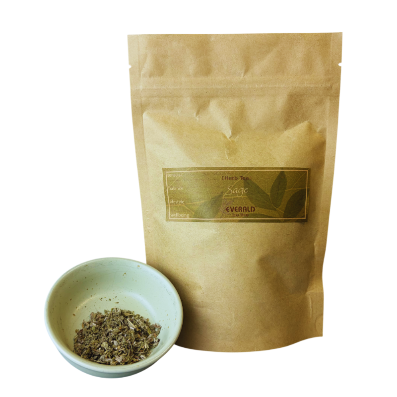 Organic sage tea in bag.
