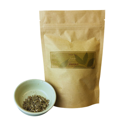 Organic sage tea in bag.