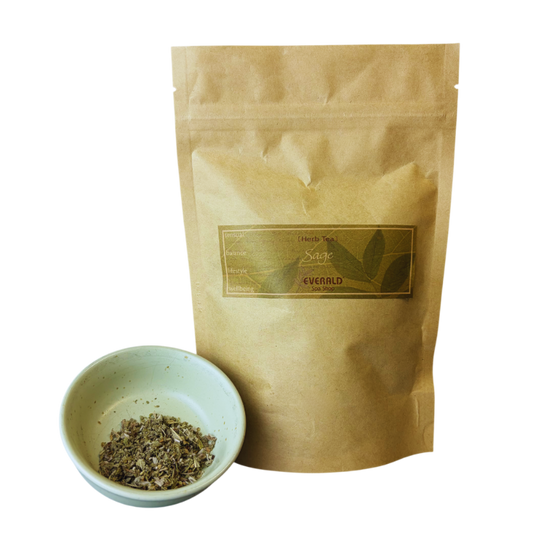 Organic sage tea in bag.